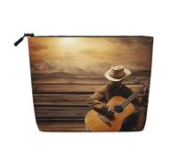 BSCKKDMN Trousse de maquillage Western Music pour femme, étanche, en lin, légère avec fermeture éclair, trousse de toilette de voyage, organisateur de pinceaux de maquillage, sac de rangement