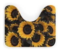 BSCKKDMN Un bouquet de tournesols noirs Tapis de toilette en forme de U ultra doux super absorbant en microfibre antidérapant
