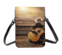 BSCKKDMN Western Music Petit sac à bandoulière pour femme Sac à main pour téléphone portable Sac portefeuille en cuir PU avec bandoulière