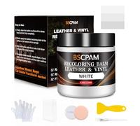 BSCPAM Kit Reparation Cuir Blanc,Balsam pour Recoloriage Cuir,Peinture Cuir Liquide,Vinyle Teinture Cuir Réparation pour Canapés,Sièges Voiture,Chaussures,Selle,Blouson en Cuir Griffures/Taches