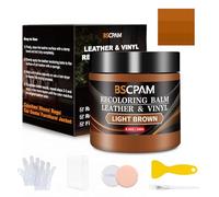 BSCPAM Kit Reparation Cuir Brun Clair,Balsam pour Recoloriage Cuir,Peinture Cuir Liquide,Vinyle Teinture Cuir Réparation pour Canapés,Sièges Voiture,Chaussures,Selle,Blouson en Cuir Griffures/Taches