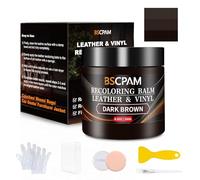 BSCPAM Kit Reparation Cuir Brun Foncé,Balsam pour Recoloriage Cuir,Peinture Cuir Liquide,Vinyle Teinture Cuir Réparation pour Canapés,Sièges Voiture,Chaussures,Selle,Blouson en Cuir Griffures/Taches