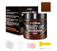 BSCPAM Kit Reparation Cuir Brun Moyen,Balsam pour Recoloriage Cuir,Peinture Cuir Liquide,Vinyle Teinture Cuir Réparation pour Canapés,Sièges Voiture,Chaussures,Selle,Blouson en Cuir Griffures/Taches