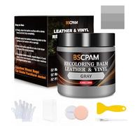 BSCPAM Kit Reparation Cuir Gris,Balsam pour Recoloriage Cuir,Peinture Cuir Liquide,Vinyle Teinture Cuir Réparation pour Canapés,Sièges Voiture,Chaussures,Selle,Blouson en Cuir Griffures/Taches