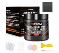 BSCPAM Kit Reparation Cuir Gris Foncé,Balsam pour Recoloriage Cuir,Peinture Cuir Liquide,Vinyle Teinture Cuir Réparation pour Canapés,Sièges Voiture,Chaussures,Selle,Blouson en Cuir Griffures/Taches