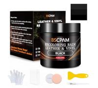 BSCPAM Kit Reparation Cuir Noir,Balsam pour Recoloriage Cuir,Peinture Cuir Liquide,Vinyle Teinture Cuir Réparation pour Canapés,Sièges Voiture,Chaussures,Selle,Blouson en Cuir Griffures/Taches