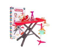 BSD Budget fixé pour Les Enfants - Fer avec Effet de lumière, Planche à Repasser, Quatre Pinces et Deux Crochets de Suspension, Planche Accessoires, Tissu - Enfants Jeux de rôle - Jouets ménagers