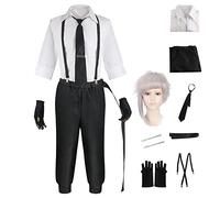 BSD Costume de cosplay Dazai Osamu Nakahara Chuuya/Yosano Akiko, tenue de cosplay, anime Nakajima Atsushi, uniforme de détective Atsushi, pantalon ou jupe chemise, ensemble complet avec perruque