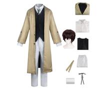 BSD Costume de cosplay Dazai Osamu Nakahara Chuuya/Yosano Akiko, tenue de cosplay, anime Nakajima Atsushi, uniforme de détective Atsushi, pantalon ou jupe chemise, ensemble complet avec perruque