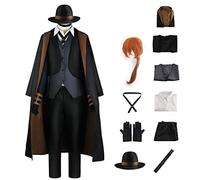 BSD Costume de cosplay Dazai Osamu Nakahara Chuuya/Yosano Akiko, tenue de cosplay, anime Nakajima Atsushi, uniforme de détective Atsushi, pantalon ou jupe chemise, ensemble complet avec perruque