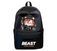 BSD Dazai Osamu Sac à dos Nakahara Chuuya/Ranpo Edogawa Sac à dos Anime Noir Blanc Grande Capacité Sac à dos étanche Bandoulière réglable Sac d'école pour femmes, hommes, adolescents et étudiants