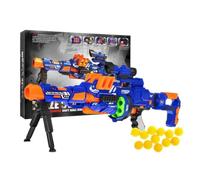 BSD Fusil à balles en Mousse Semi-Automatique Blaze Storm avec Chargeur à Bobine - Portée 10 m, capacité de 8 balles, Alimentation par Piles, viseur et stabilisateur Inclus