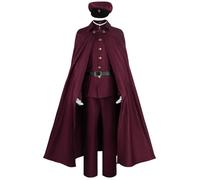 BSD Ookura Teruko Costume de cosplay Ranpo Edogawa, cape noire ou rouge, pantalon uniforme avec casquette, ensemble complet, tenue de cosplay, Halloween, Noël, carnaval, fête, jeu de rôle