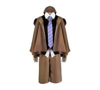 BSD Ranpo Edogawa Costume de cosplay Dazai Osamu, veste de détective rétro marron short avec casquette, ensemble complet, tenue de cosplay, Halloween, Noël, carnaval, fête, jeu de rôle