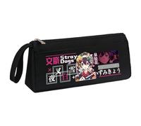 BSD Trousse à crayons Dazai Osamu Anime Nakahara Chuuya avec poignée portable, noir et blanc, triangulaire, en trois dimensions, trousse à crayons de grande capacité, papeterie pour adolescents et