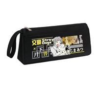 BSD Trousse à crayons Dazai Osamu Anime Nakahara Chuuya avec poignée portable, noir et blanc, triangulaire, en trois dimensions, trousse à crayons de grande capacité, papeterie pour adolescents et