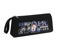 BSD Trousse à crayons Dazai Osamu Anime Nakahara Chuuya avec poignée portable, noir et blanc, triangulaire, en trois dimensions, trousse à crayons de grande capacité, papeterie pour adolescents et