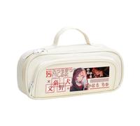 BSD Trousse à crayons Dazai Osamu Anime Ranpo Edogawa - Noir et blanc - Simple et tendance - Double fermeture éclair - Grande capacité - Avec poignée - Sac de rangement pour maquillage et papeterie