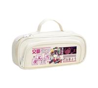 BSD Trousse à crayons Dazai Osamu Anime Ranpo Edogawa - Noir et blanc - Simple et tendance - Double fermeture éclair - Grande capacité - Avec poignée - Sac de rangement pour maquillage et papeterie