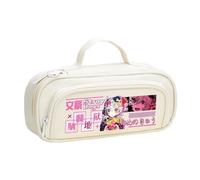 BSD Trousse à crayons Dazai Osamu Anime Ranpo Edogawa - Noir et blanc - Simple et tendance - Double fermeture éclair - Grande capacité - Avec poignée - Sac de rangement pour maquillage et papeterie