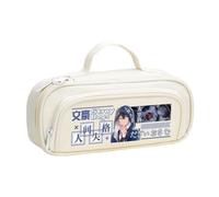 BSD Trousse à crayons Dazai Osamu Anime Ranpo Edogawa - Noir et blanc - Simple et tendance - Double fermeture éclair - Grande capacité - Avec poignée - Sac de rangement pour maquillage et papeterie