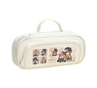 BSD Trousse à crayons Dazai Osamu Anime Ranpo Edogawa - Noir et blanc - Simple et tendance - Double fermeture éclair - Grande capacité - Avec poignée - Sac de rangement pour maquillage et papeterie