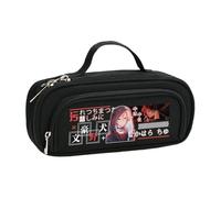 BSD Trousse à crayons Dazai Osamu Anime Ranpo Edogawa - Noir et blanc - Simple et tendance - Double fermeture éclair - Grande capacité - Avec poignée - Sac de rangement pour maquillage et papeterie