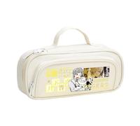 BSD Trousse à crayons Dazai Osamu Anime Ranpo Edogawa - Noir et blanc - Simple et tendance - Double fermeture éclair - Grande capacité - Avec poignée - Sac de rangement pour maquillage et papeterie