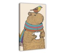 BSDFDFAA Capybara Impression sur toile Motif animal mignon Décoration de chambre à coucher Bureau Chambre Cadeau 30 x 45 cm