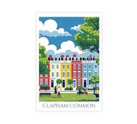 BSDFDFAA Clapham Impression d'art commune - Impression sur toile colorée de Londres - Décoration murale pour salon, chambre à coucher - 50 x 75 cm