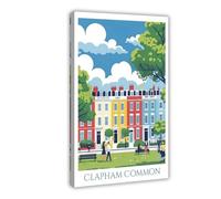 BSDFDFAA Clapham Impression d'art commune sur toile colorée de Londres pour décoration de chambre à coucher, bureau, chambre, cadeau 20 x 30 cm