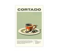 BSDFDFAA Impression sur toile Cortado Coffee - Décoration moderne pour chambre à coucher, bureau, chambre - Cadeau - 20 x 30 cm
