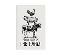BSDFDFAA Impression sur toile « Life Is Better on The Farm » - Décoration murale moderne pour chambre à coucher, bureau, chambre à coucher, bureau, cadeau - 30 x 45 cm
