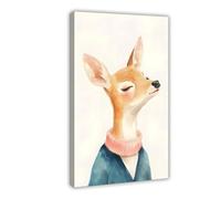 BSDFDFAA Impression sur toile motif cerf à l'aquarelle - Décoration murale d'intérieur - 30 x 45 cm