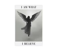 BSDFDFAA Impression sur toile représentant un ange nspirational - I Am What I Believe - Décoration de chambre à coucher, bureau, chambre, cadeau (60 x 90 cm)
