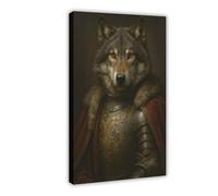 BSDFDFAA Peinture à l'huile vintage Renaissance militaire loup académie art sur toile décoration murale pour salon, chambre à coucher 20 x 30 cm