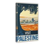 BSDFDFAA Poster de voyage vintage Palestine sur toile - Décoration murale pour salon, chambre à coucher - 20 x 30 cm