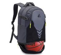 Bseash Sac à Dos de Basket-Ball athlétique léger de 35L, Sac à Dos de Gymnastique Multifonctionnel avec Compartiment pour Ballon au Fond, adapté au Ballon de Volley-Ball, de Football et de Soccer.