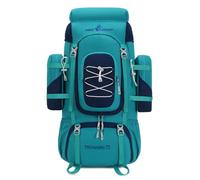 Bseash Sac à dos de camping étanche de 70 l (65+5) avec housse de pluie, sac à dos de voyage pour sports de plein air d'escalade Touring, Bleu et vert., L