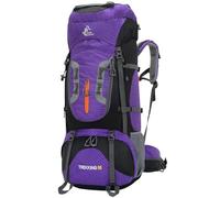 Bseash Sac à dos de randonnée imperméable 80 l avec housse de pluie, sac à dos léger pour sports de plein air, voyage, escalade, randonnée (violet)