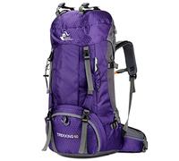 Bseash Sac à dos de randonnée léger et imperméable de 60L avec housse de protection contre la pluie, sac à dos de voyage pour l'escalade, le camping et la randonnée