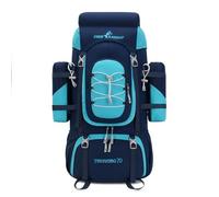 Bseash Sac à dos imperméable de 70 L (65 + 5) avec housse de pluie, sac à dos de randonnée pour sports de plein air, voyage, escalade, randonnée, bleu marine, Large, Extérieur
