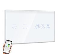 BSEED Alexa Interrupteur tactile 2 voies 1 voie WiFi avec application Smart Life/Tuya, fonctionne avec Alexa, Google Home, interrupteur de store intelligent blanc