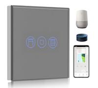 BSEED Alexa Interrupteur Volet Roulant connecté,WiFi Interrupteur Volet Roulant Blanc,Compatible avec Amazon Alexa/Google Home Gris(Ligne Neutre Requis)