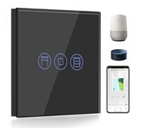 BSEED Alexa Interrupteur Volet Roulant connecté,WiFi Interrupteur Volet Roulant Noir,Compatible avec Amazon Alexa/Google Home, Interrupteur Tactile Avec Contrôle à Distance et Fonction de Temps