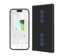 BSEED Double Interrupteur Volet Roulant Connecté WIFI,Smart WiFi Interrupteur Tactile de Rideau,Volet Roulant Connecté Compatible avec Alexa, Google Home et SmartLife,157 * 86mm Noir