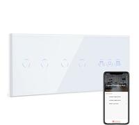 BSEED Double Zigbee Interrupteur avec Interrupteur Volet Roulant,2 Gang 1 Voie Interrupteur Connecté Blanc,Compatible avec Alexa/Google Home,Contrôle Vocal et Fonction de Temps(NÉCESSITE TUYA HUB)