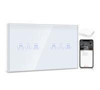 BSEED Double Zigbee Interrupteur Volet Roulant Connecté,10A Double Interrupteur Volet Roulant Blanc,Compatible avec Amazon Alexa etGoogle Home,Contrôle Vocal et Fonction de Temps(NÉCESSITE TUYA HUB)