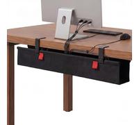 BSEED Gestion Câbles Sous Bureau, Chemin de câbles, Fixation Sans Perçage par Serrage, Cable management Bureau, Goulotte Pass Cable Tissu Résistant Eau Anti-Affaissement, Noir 90x14 cm
