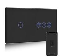 BSEED Intelligent Interrupteur avec Alexa Interrupteur Volet Roulant Connecté,1 Gang 1 Voie Interrupteur Connecté WiFi Noir,Compatible avec Alexa et Google Home,Contrôle Vocal et Fonction de Temps